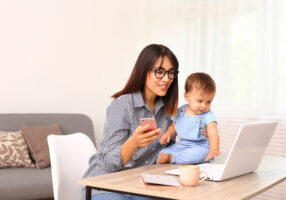 Stay,At,Home,Mom,Working,Remotely,On,Laptop,While,Taking Stay,At,Home,Mom,Working,Remotely,On,Laptop,While,Taking