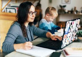 Concept,Of,Work,From,Home,And,Home,Family,Education.,Mom Concept,Of,Work,From,Home,And,Home,Family,Education.,Mom